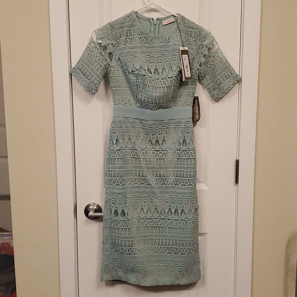 NY&C Petit Lacey Teal Dress